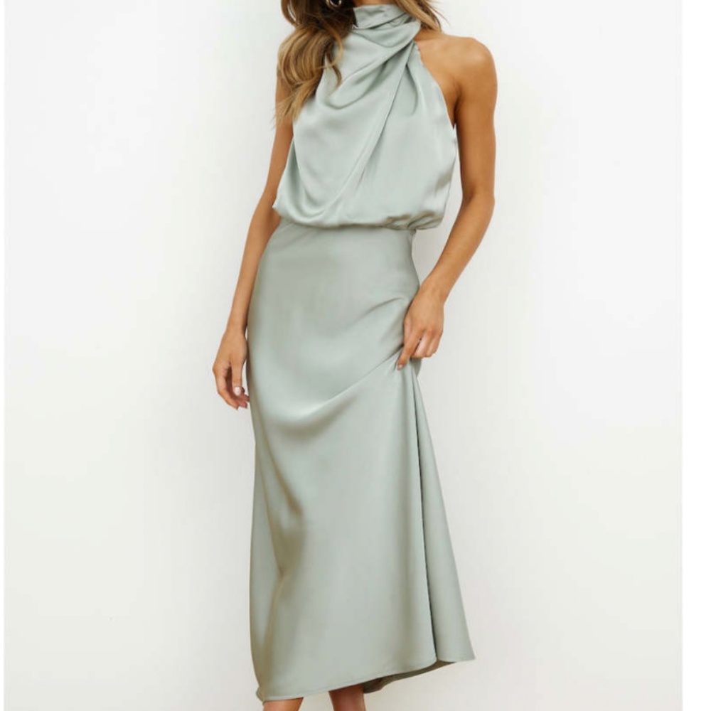 NEW Switch Over Satin Maxi Dress Sage